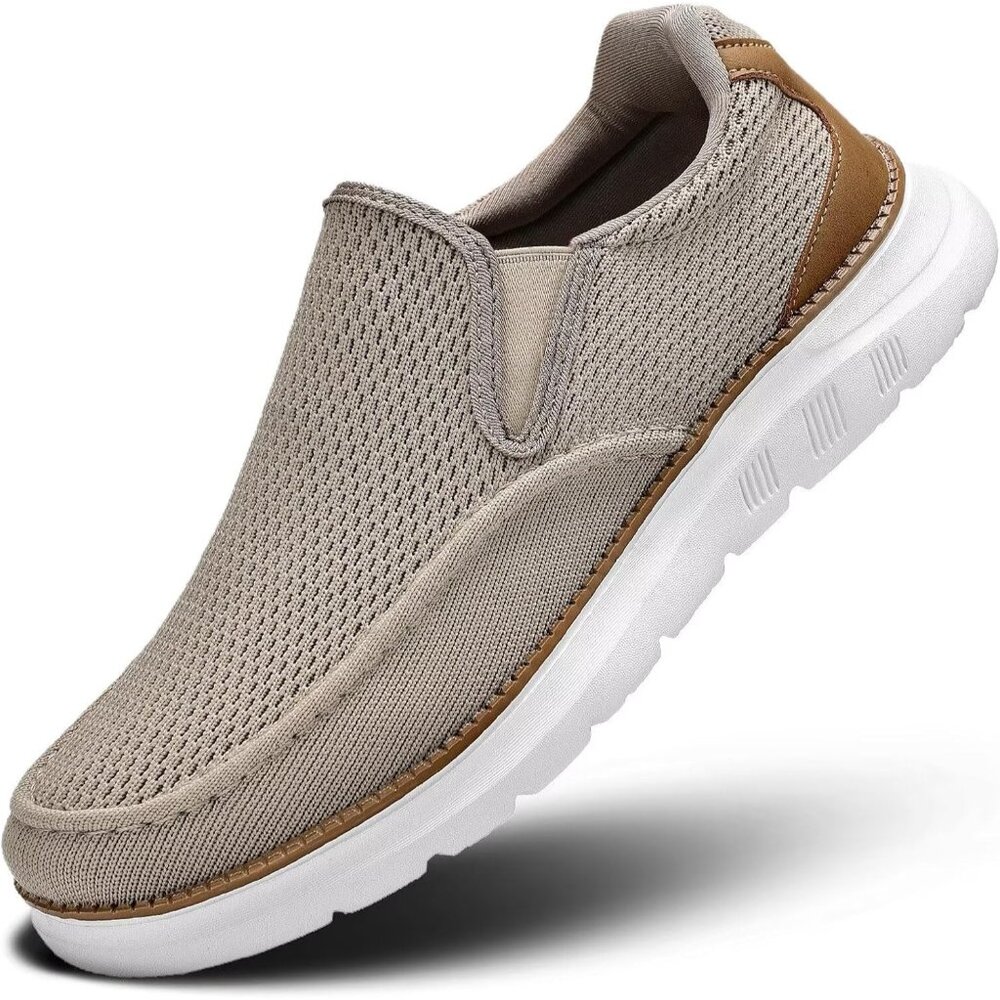 〽️Men's Closed Toe Loafers Khaki Sneakers Pull-On Walking Comfort Casual Shoes